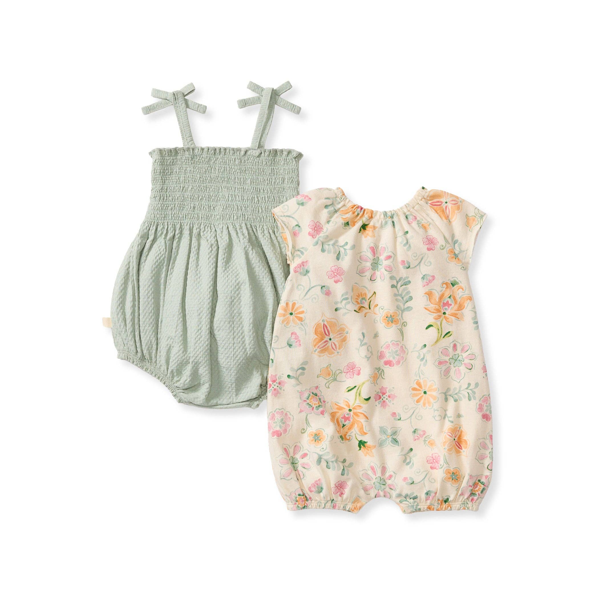 Mediterranean Floral Baby Girl Bubble Rompers