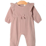 Lilac Embroidered Flutter Sleeve Romper | Cotton | 0-24m