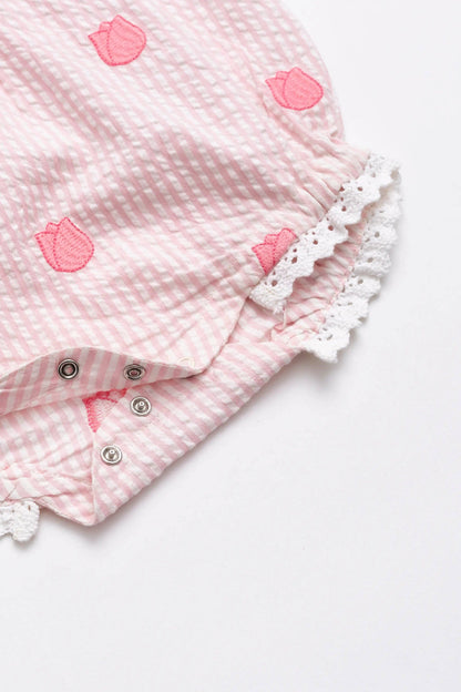 Easter Smocked Bubble Romper Embroidered Tulips