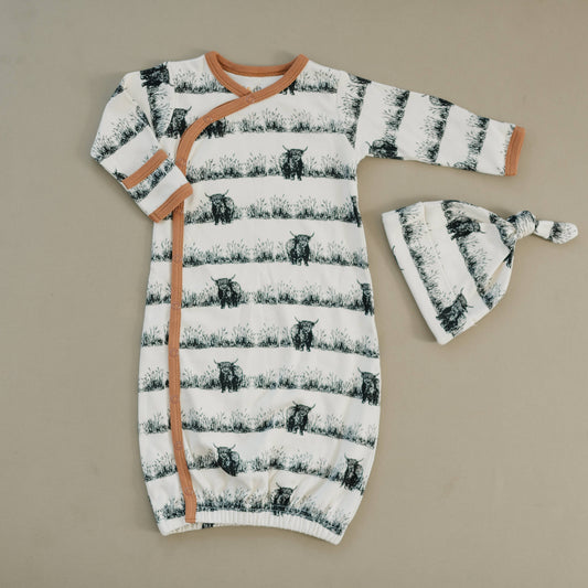 Organic Cotton Gown - Highland Cow