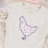 Patchwork Floral Chicken Ruffle Sweater