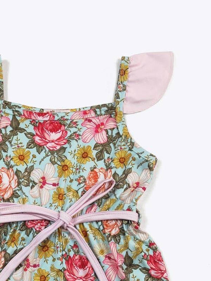 Vintage Floral Ruffle Romper