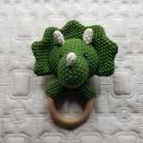 Hand Crochet Triceratops Dinosaur Rattle