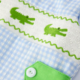 Baby Boys Summer Crocodile Embroidered Smocked Romper