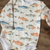 Handmade Vintage Fishing Baby Bodysuit