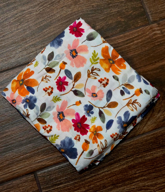 Bamboo & Muslin Swaddle | Watercolor Floral