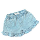 Ruffle Trim Denim Shorts