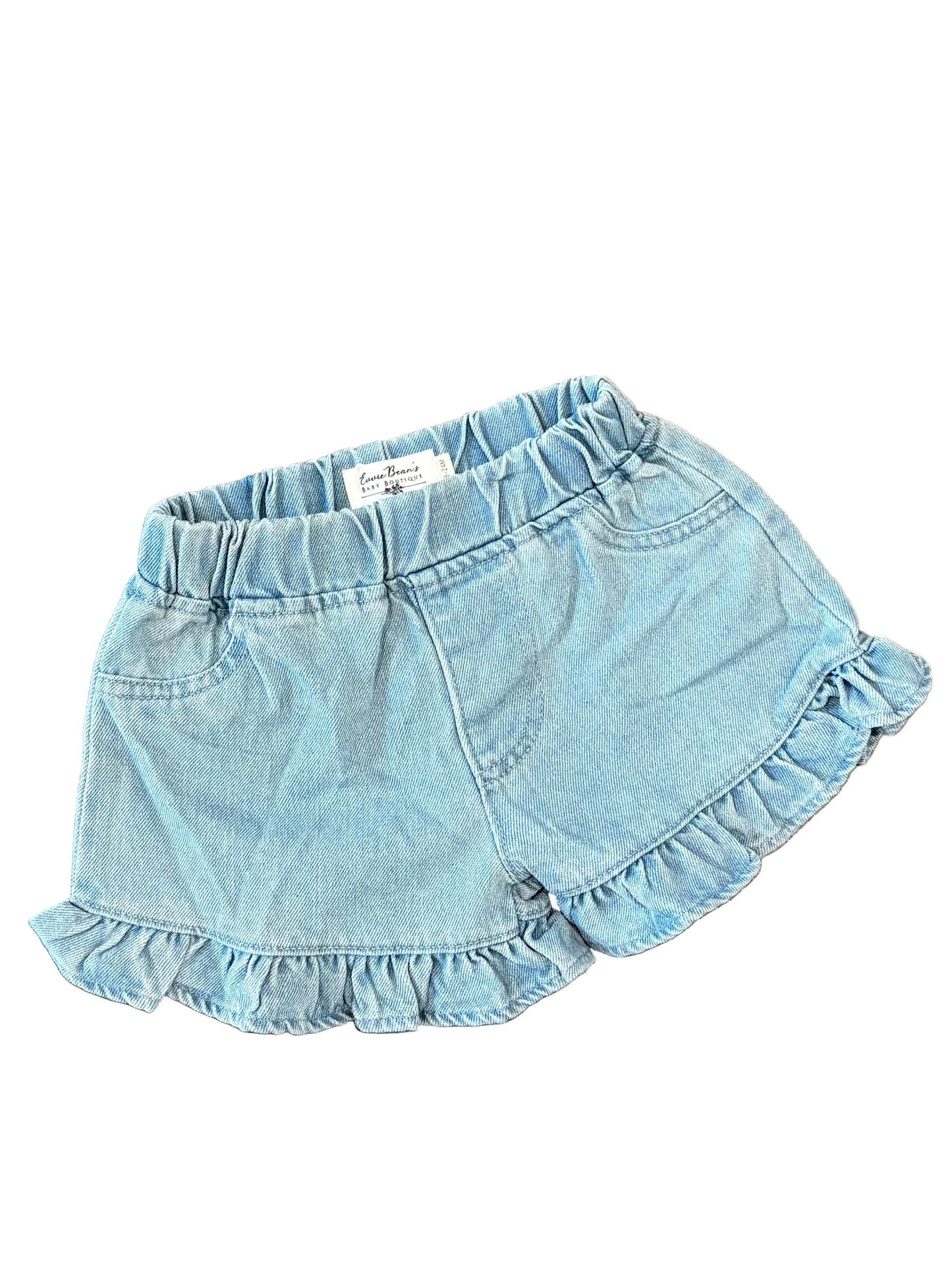 Ruffle Trim Denim Shorts