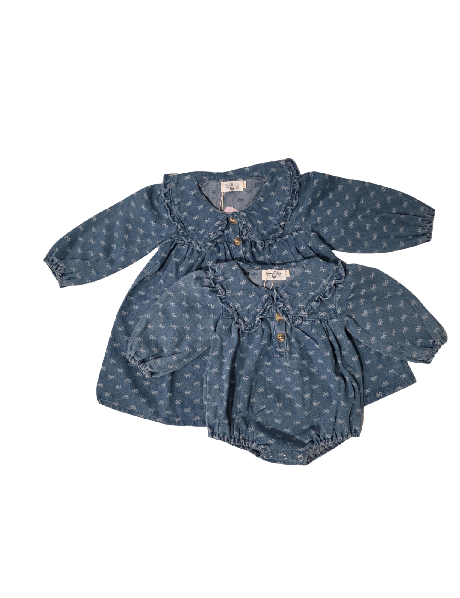 Mabel Denim Bow Romper & Dress