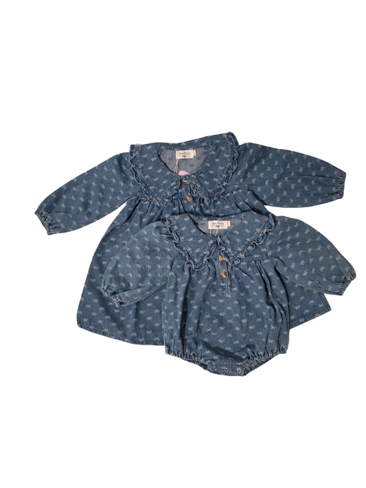 Mabel Denim Bow Romper & Dress