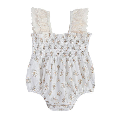 Dahlia Lace Trim Ruffle Romper & Dress