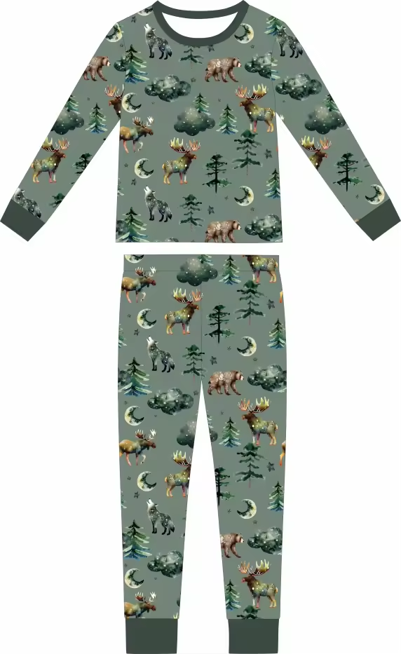 Midnight Moose Two Piece Bamboo Sleeper Set