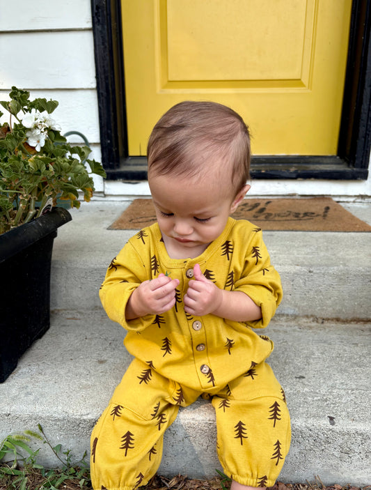 Mustard Trees Pocket Romper