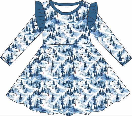 Alpine Ski Bamboo Ruffle Dress