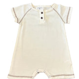 Waffle Knit Beige Cotton Baby Romper