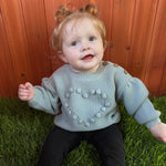 Dusty Blue Heart Knit Sweater