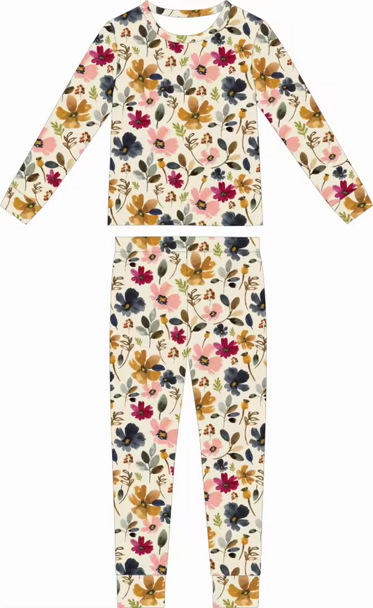 Watercolor Floral Two Piece Bamboo Sleeper Set