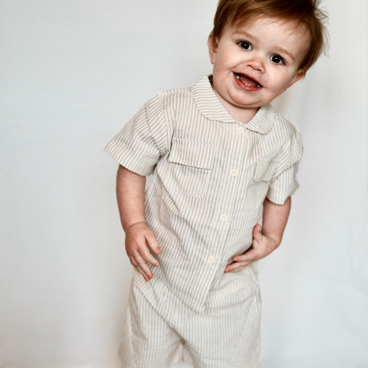 Carter Pinstripe 2 Piece Button-Up Cotton Set