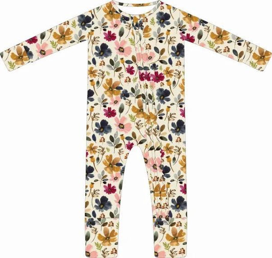 Watercolor Floral Ruffle Bamboo Sleeper