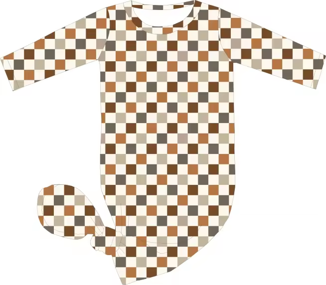 Autumn Checker Bamboo Knotted Gown