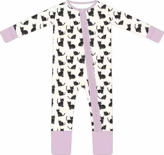 Moonlit Whiskers Bamboo Ruffle Sleeper