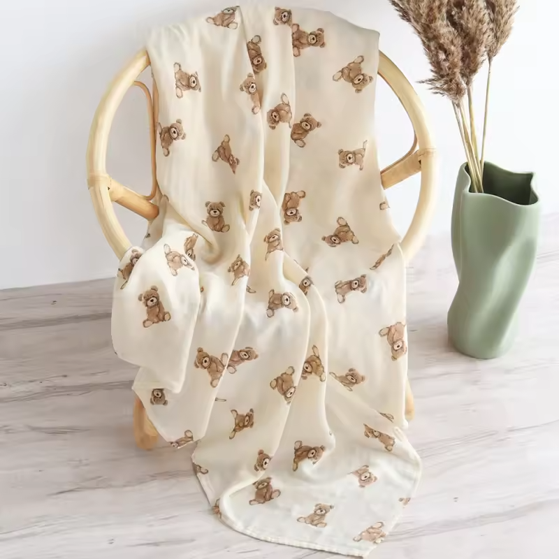 Vintage Teddy Bear | Bamboo & Muslin Swaddle
