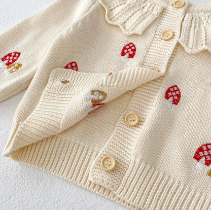 Mushroom Forest Knit Cardigan & Overalls