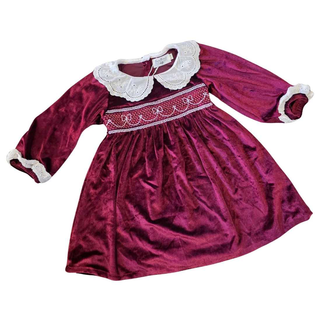 Noel Smocked Velvet Romper & Dress