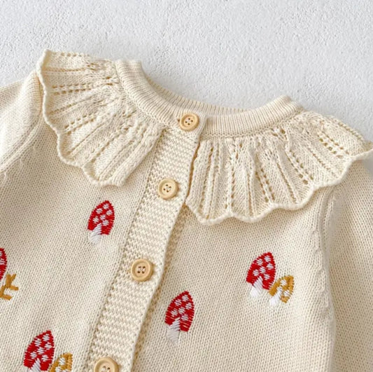 Mushroom Forest Knit Cardigan & Overalls