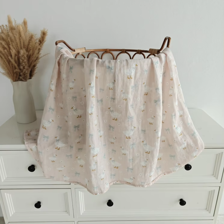 Girly Little Goose | Bamboo & Muslin Swaddle