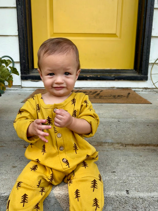 Mustard Trees Pocket Romper