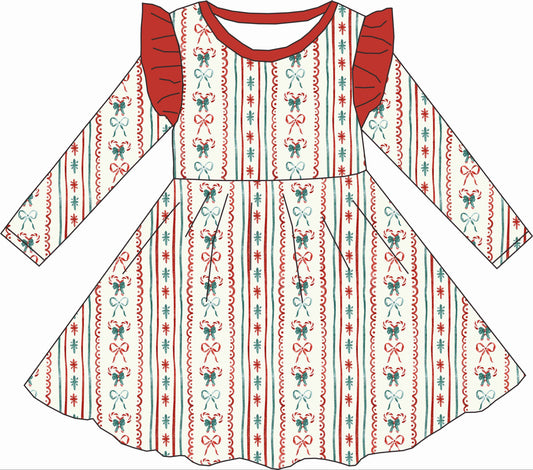 Mistletoe Bows Bamboo Ruffle Dress