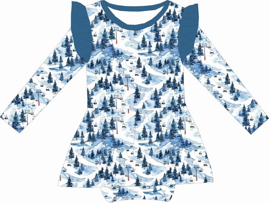 Alpine Ski Bamboo Ruffle Romper