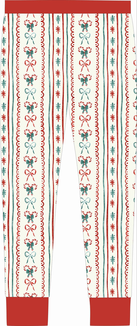 Mistletoe Bows Adult Bamboo Jogger