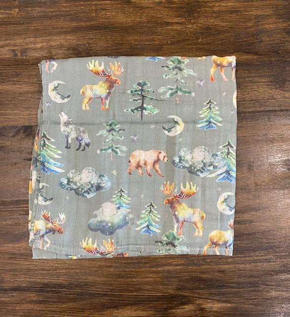 Bamboo & Muslin Swaddle | Midnight Moose