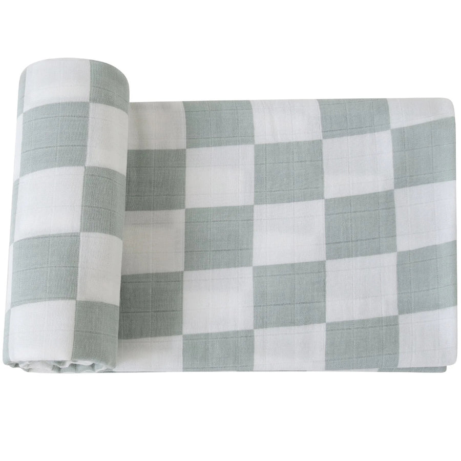 Bamboo & Muslin Swaddle | Seafoam Checkered