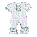 Mint Gingham Meadow Ruffle Romper