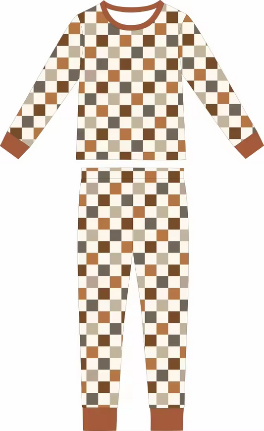 Autumn Checks Two Piece Bamboo Sleeper Set