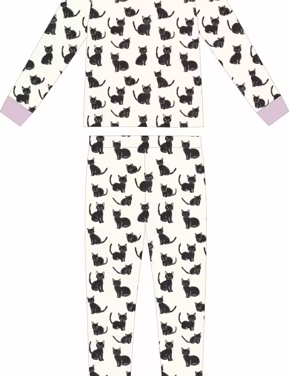 Moonlit Whiskers Two Piece Bamboo Sleeper Set