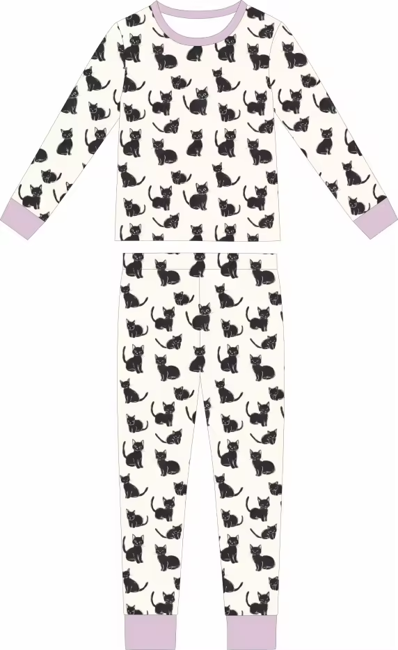Moonlit Whiskers Two Piece Bamboo Sleeper Set