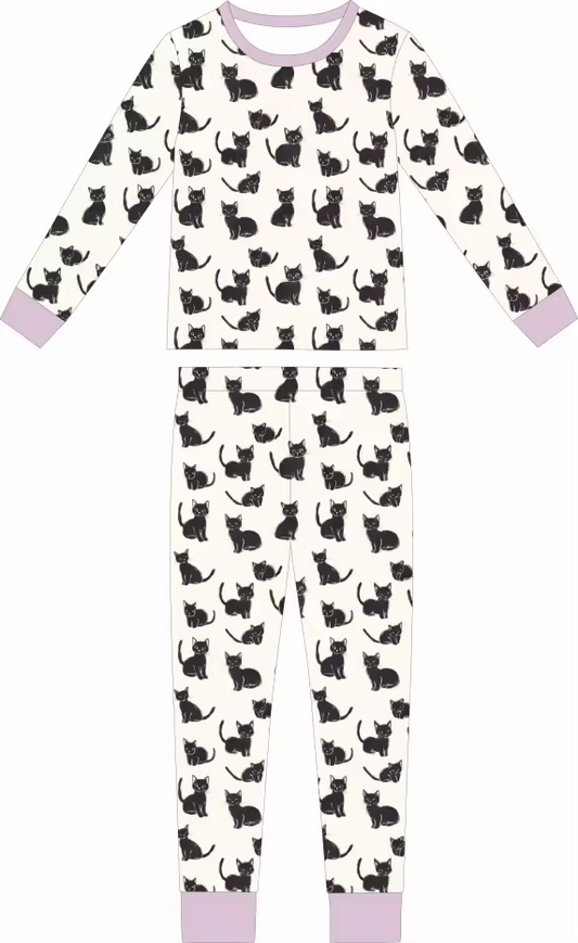 Moonlit Whiskers Two Piece Bamboo Sleeper Set