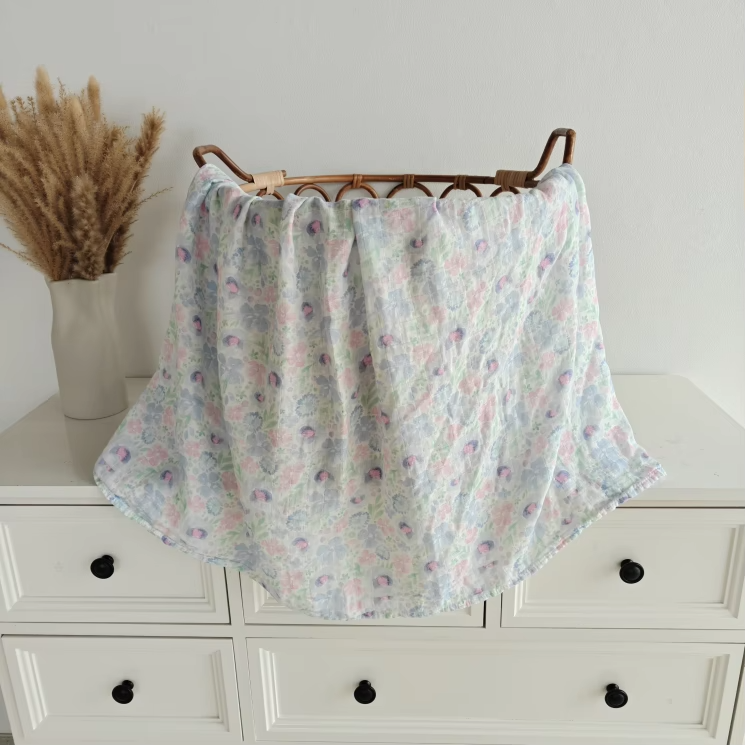 Mint Meadow Floral | Bamboo & Muslin Swaddle