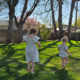 Ada Blue Smocked Romper & Dress Matching Set