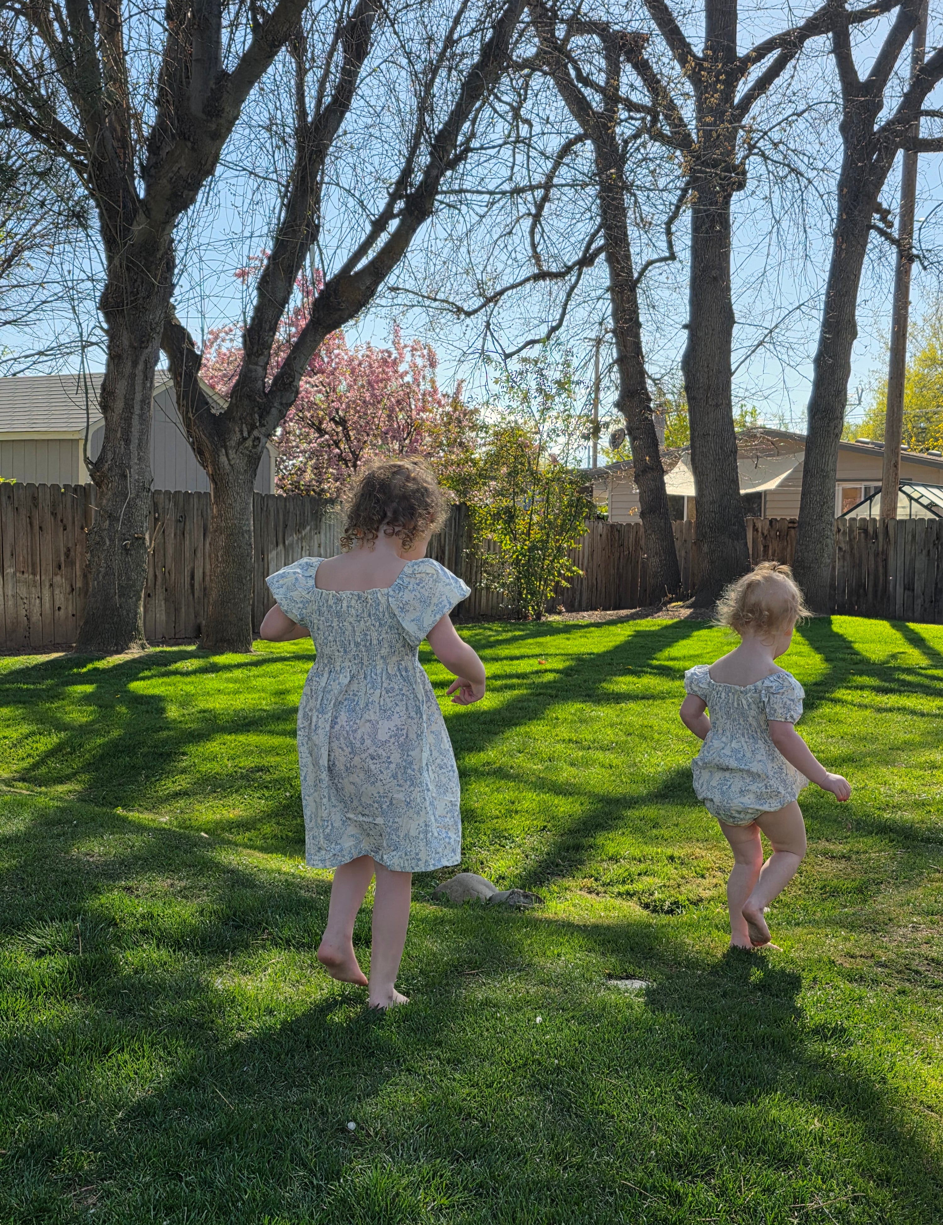 Ada Blue Smocked Romper & Dress Matching Set