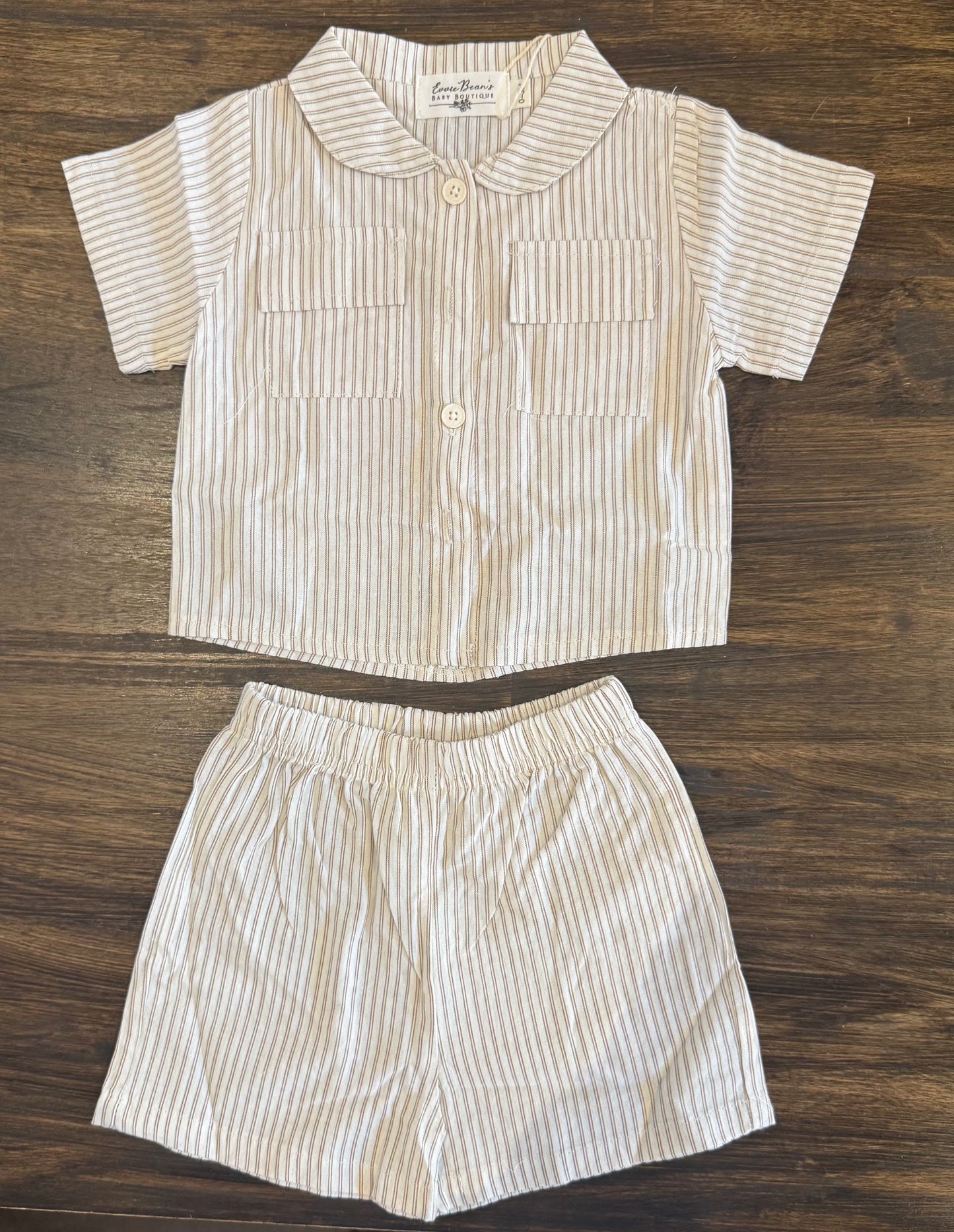 Carter Pinstripe 2 Piece Button-Up Linen Set