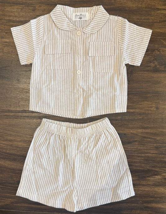 Carter Pinstripe 2 Piece Button-Up Linen Set