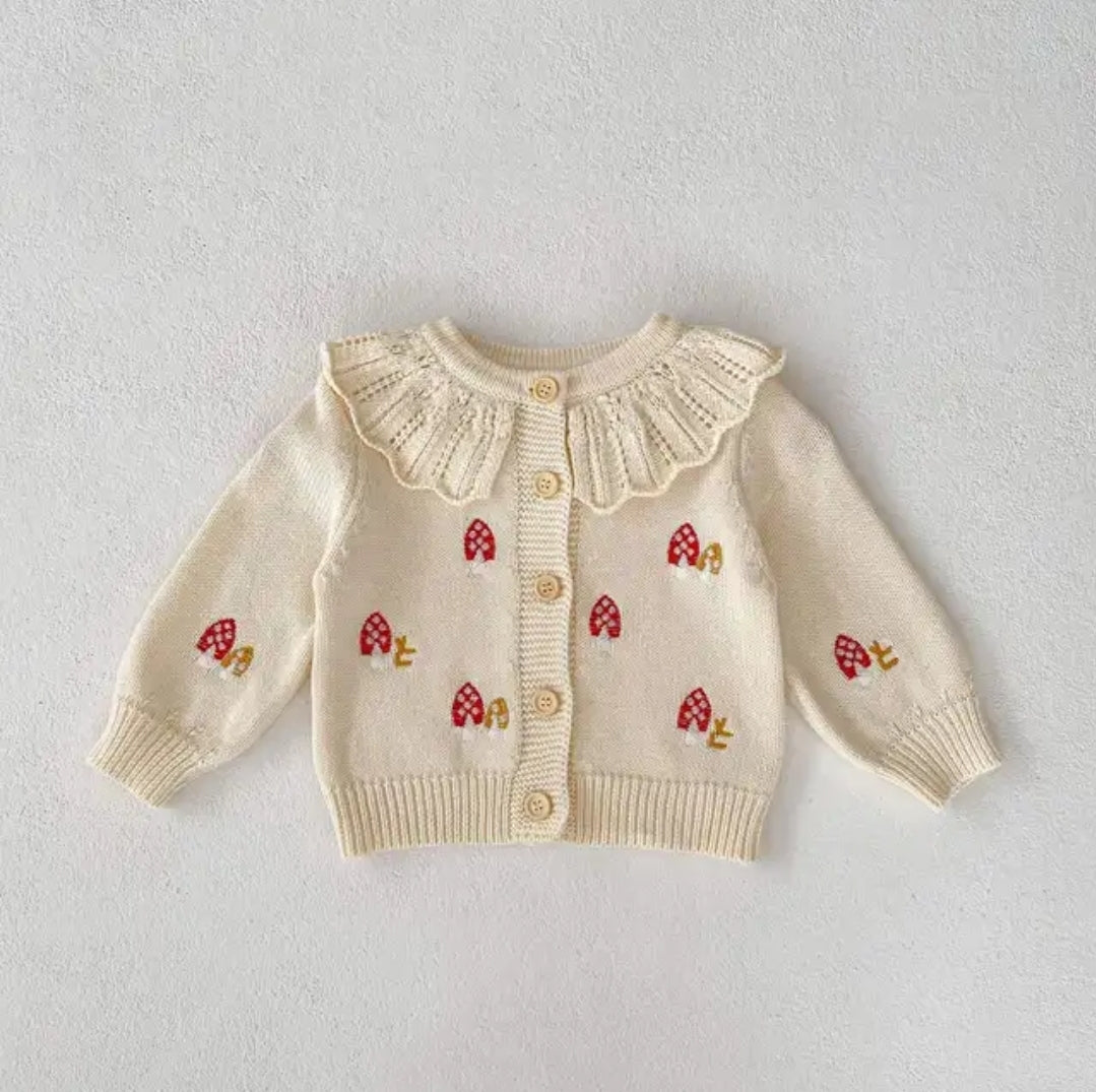 Mushroom Forest Knit Cardigan & Overalls