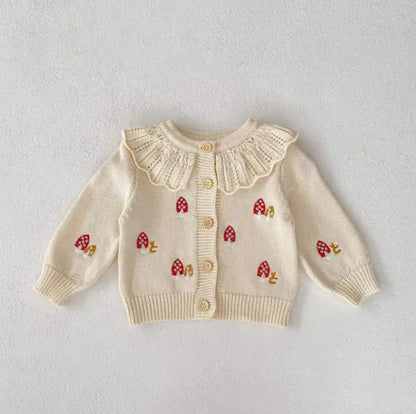 Mushroom Forest Knit Cardigan & Overalls