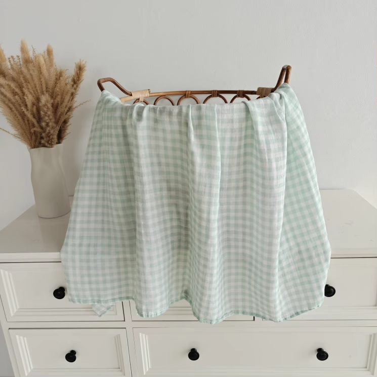 Mint Gingham | Bamboo & Muslin Swaddle