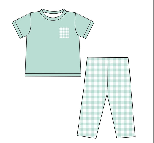 Mint Gingham Pocket Tee & Pants